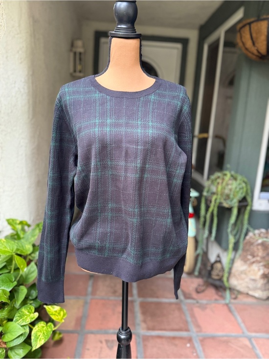 Bass Sweaters - Bass Black & Green Plaid Crewneck Sweater